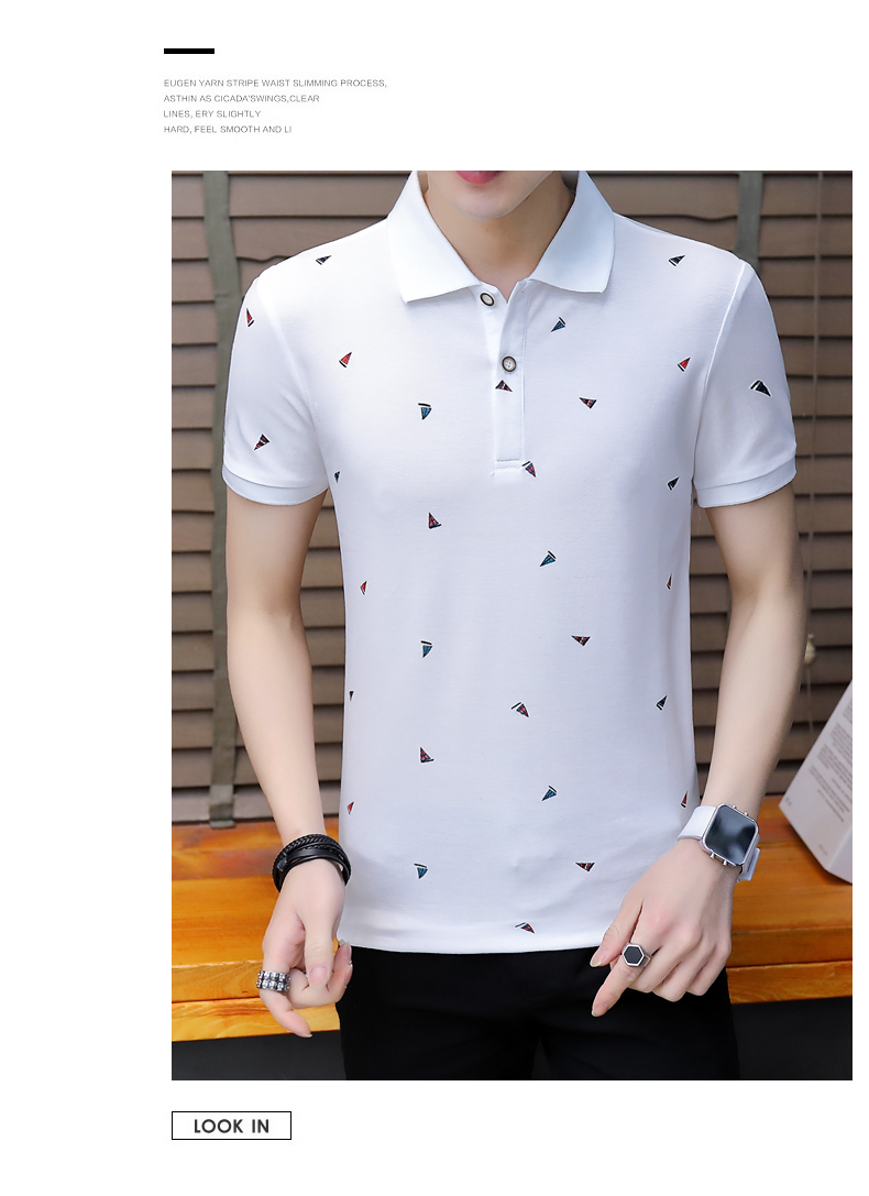 Áo thun nam tay ngắn Hàn Quốc áo thun xu hướng quần áo ve áo polo áo quần nam Tang Sen Ma Wei Lion cửa hàng chính thức áo polo ralph lauren