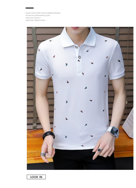 Áo thun nam tay ngắn Hàn Quốc áo thun xu hướng quần áo ve áo polo áo quần nam Tang Sen Ma Wei Lion cửa hàng chính thức