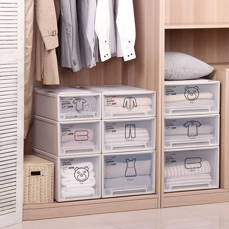 Clothes storage box Drawer storage cabinet Cabinet household plastic box Wardrobe transparent finishing box for the season storage box