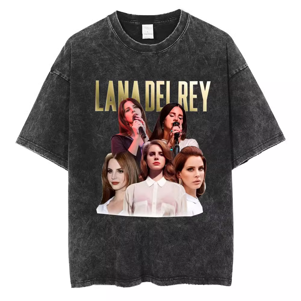 In the 1990s, singer Lana Del REY Washing T -shirt Harajuku Men's retro old short -sleeved large size pure cotton tide