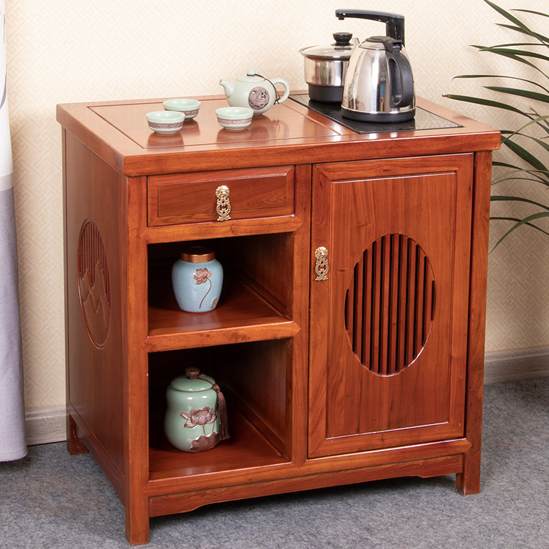 Tea Cabinet Solid Wood Chinese-Style Small Tea Table Office Tea Cabinet Living Room Home Boiling Water Cabinet Tea Table Side Cabinet Bucket Cabinet