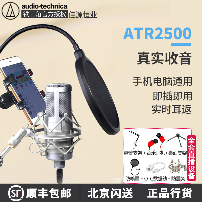 Iron Triangle ATR2500 Capacitive Microphone USB Microphone Mobile Phone Live Computer Popular K Song Anchor K Song Recording