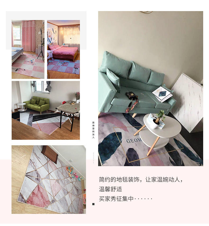 Ins phòng ngủ Bắc Âu đầy đủ cửa hàng phòng khách dễ thương bàn cà phê chăn phòng đầu giường nhà sàn đầy đủ thảm có thể được tùy chỉnh - Thảm thảm lông chụp ảnh