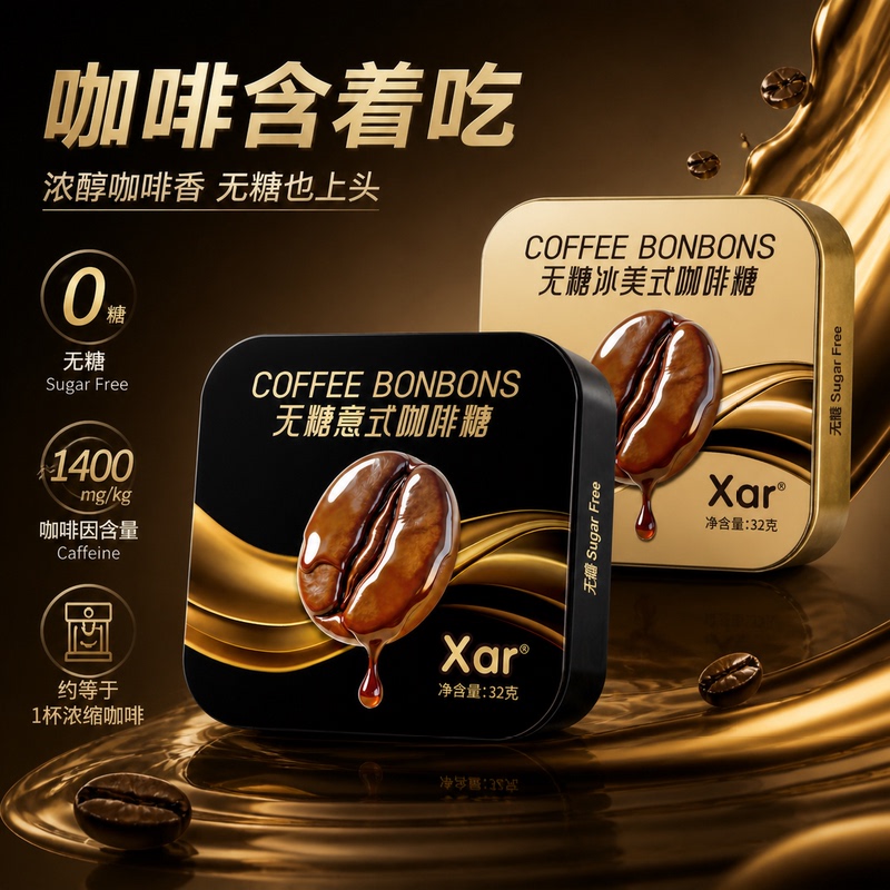 Xar Sugar-Free Coffee Candy, Zero Sucrose, Selected Arabica Coffee, Refreshing and Invigorating, Coffee Aroma Overflowing, Official Authentic Product Xar Sugar-Free Coffee Candy, Zero Sucrose, Selected Arabica Coffee, Refreshing and Invigorating, Coffee Aroma Overflowing, Official Authentic Product