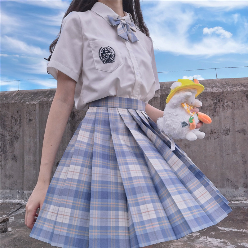 Bridge bean sack haohai shirt jk uniform skirt genuine grid skirt female full set student suit rabbit sewing gentle knife
