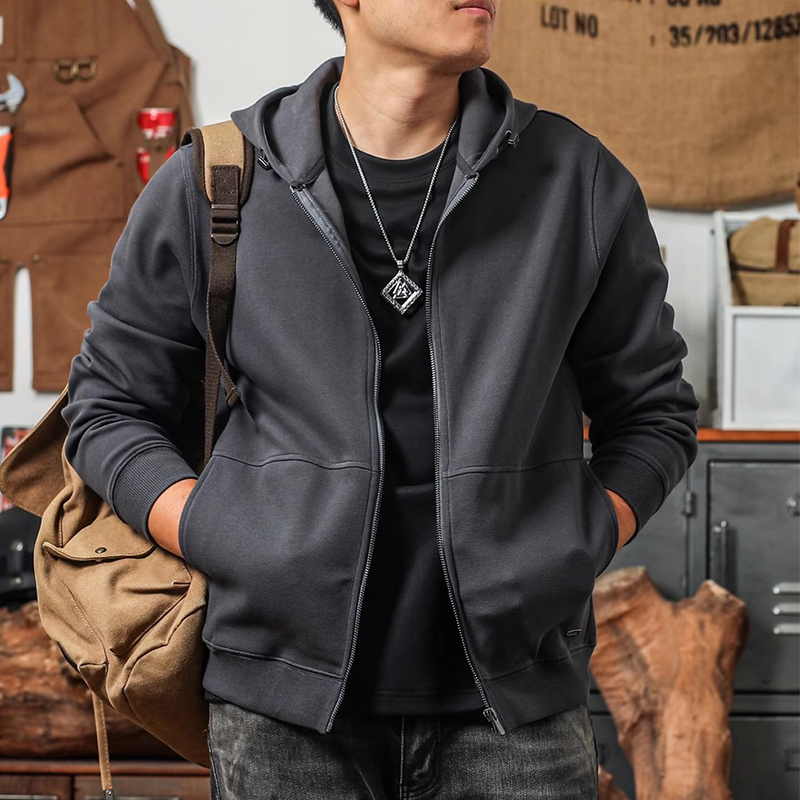 Autumn New Air Layer Cardigan Sweatshirt Men's Hooded Jacket American Casual Casual Top