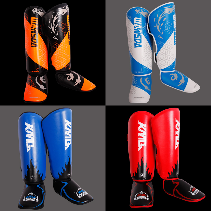 Sanda leggings Fight Muay Thai leggings Professional boxing protective gear Training competition Fighting one-piece flame leg protection Calf protection