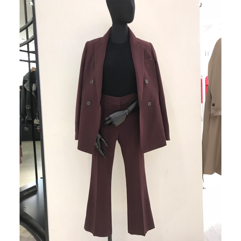 Suit suit woman 2022 spring autumn new Korean version Advanced sense double-row buckle Career Western suit 90% wide-legs Two sets