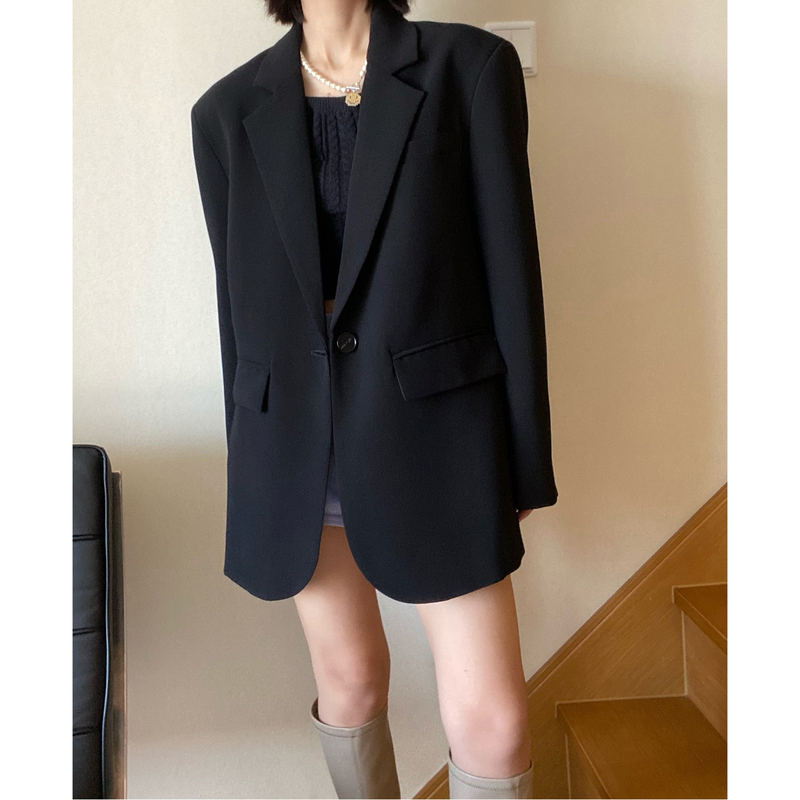 Black Blazer for Women 2026 Spring and Autumn New Style British Style Oversize High-End Silhouette Slimming Small Suit