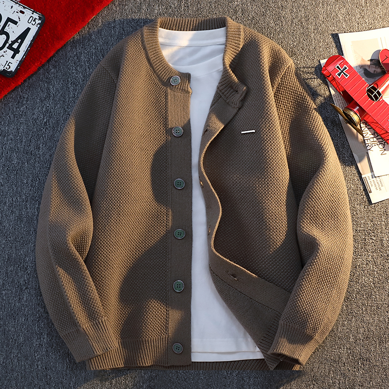 Autumn and Winter New Trendy High-Weight Men's Cardigan Knit Sweater, Versatile Korean-Style Long-Sleeve Casual Jacket for Couples Autumn and Winter New Trendy High-Weight Men's Cardigan Knit Sweater, Versatile Korean-Style Long-Sleeve Casual Jacket for Couples