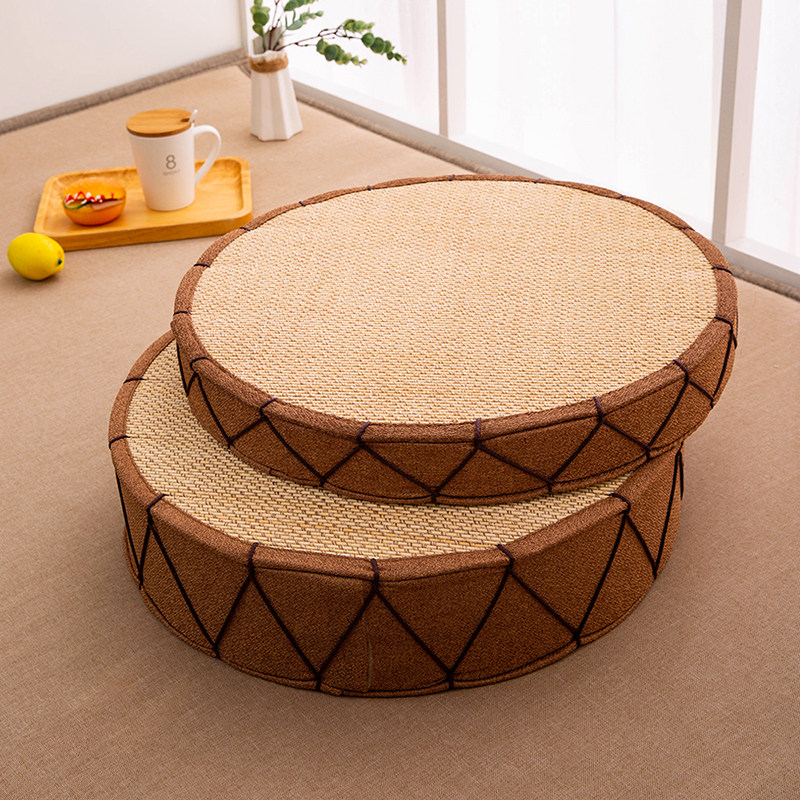 Bamboo-woven futon cushion on the floor Japanese-style tatami meditation cushion bay window sill meditation cushion worship Buddha cushion kneeling cushion household