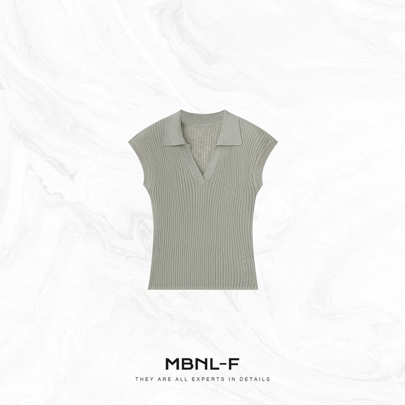 Mbnl-F Qin Lei Women's Clothing "Slimming Polo Collar" Korean Style Elegant Turn-Down Collar Knitted Top Xy-My5001 Mbnl-F Qin Lei Women's Clothing "Slimming Polo Collar" Korean Style Elegant Turn-Down Collar Knitted Top Xy-My5001