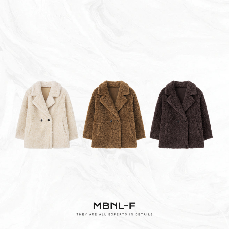 Clearance Sale “Mocha Little Teddy” 100% Wool Minimalist Warm Coat Mid-Length Qin Lei Xm-Xwt2639 Clearance Sale “Mocha Little Teddy” 100% Wool Minimalist Warm Coat Mid-Length Qin Lei Xm-Xwt2639