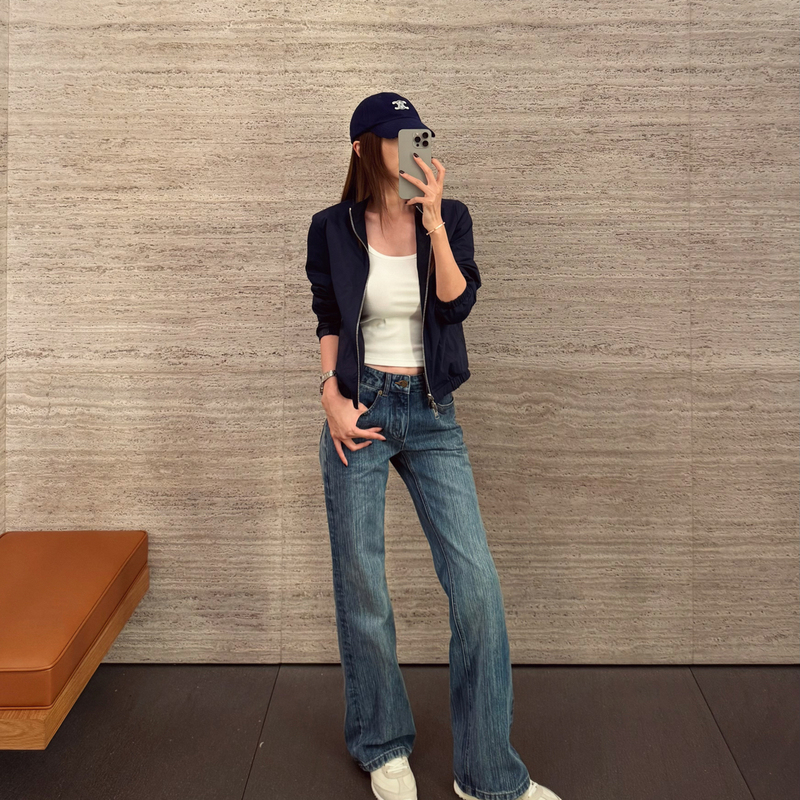 Mbnl-F Women's Clothing "Tone-In-Tone Denim" Gradient Washed Whiskered Flared Jeans Xm-Xnz9060