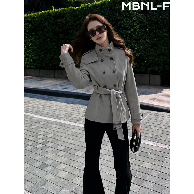 Mbnl-F Qin Lei Women's Clothing "Autumn Prologue" Quilted Cotton Stand Collar High-End Trench Coat Xy-6Wt2128