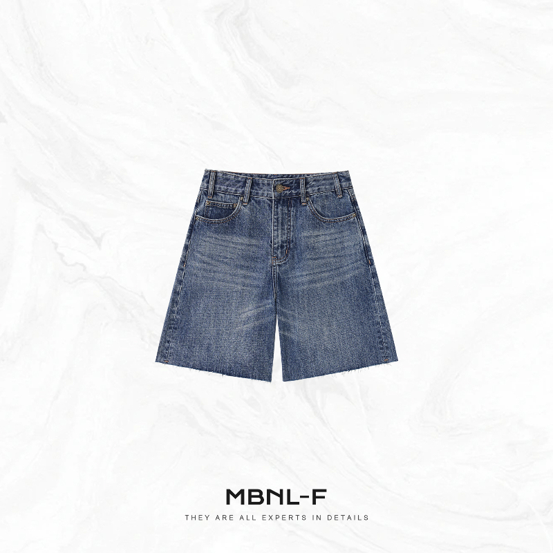 Clearance Sale "Blue London" Classic Frayed Edge Pure Cotton Denim Shorts Qin Lei Xm-Xnz6626