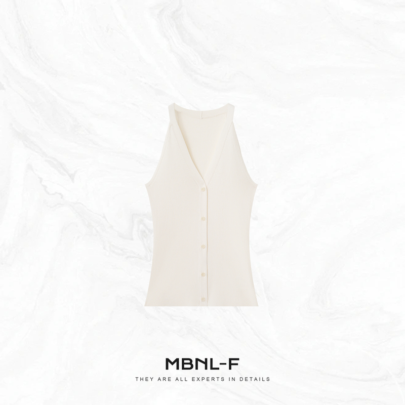 Mbnl-F Qin Lei Women's Clothing "Heartbeat Vest" Custom-Woven Ribbed Single-Breasted Sleeveless Vest Xm-Xbx6277