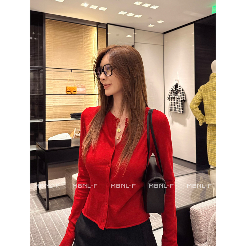 Mbnl-F Qin Lei Women's Clothing "Oxygen Sweater" Custom-Woven Long-Sleeve Cardigan Made of Sheep Wool Xm-Xmy8120