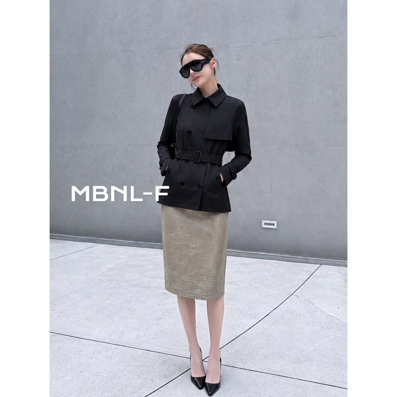 Qin Lei Women's Clothing "Qianchuan Windbreaker" Simple Black Khaki Commuter Jacket Xm-Fy2054
