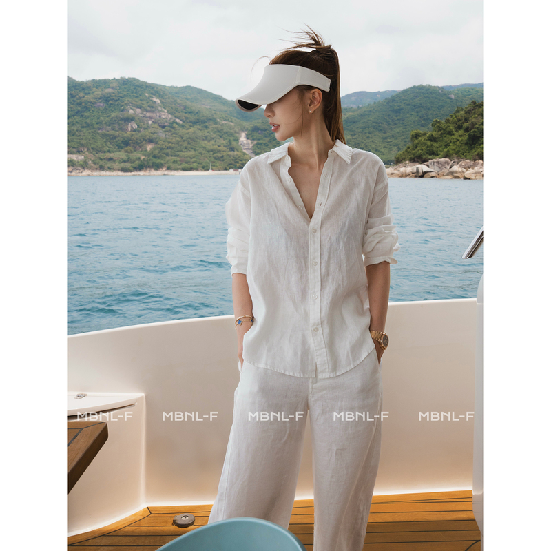 Mbnl-F Qin Lei Women's Clothing "Lauren Shirt" 100% Linen Dense Weave Loose Shirt Xm-Xcy8815 Mbnl-F Qin Lei Women's Clothing "Lauren Shirt" 100% Linen Dense Weave Loose Shirt Xm-Xcy8815