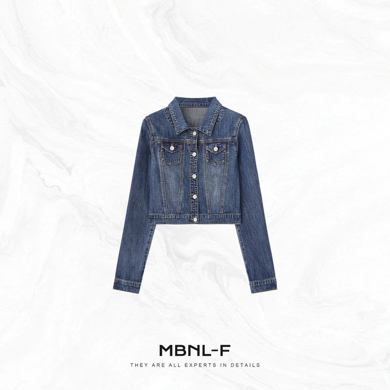 Mbnl-F/Qin Lei Women's Clothing "Blue Short Cut" Distressed Washed Short Denim Jacket Xy-Nz0005