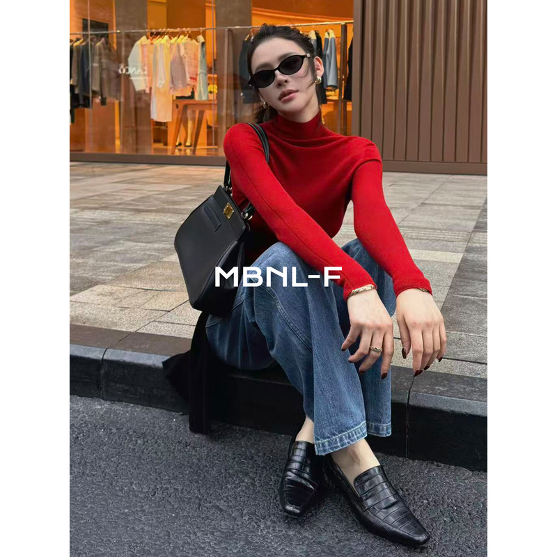Mbnl-F Qin Lei Women's Clothing "Warm Tone Base Layer" Winter Multi-Color Knitted Turtleneck Base Shirt Xy-6Mz6032