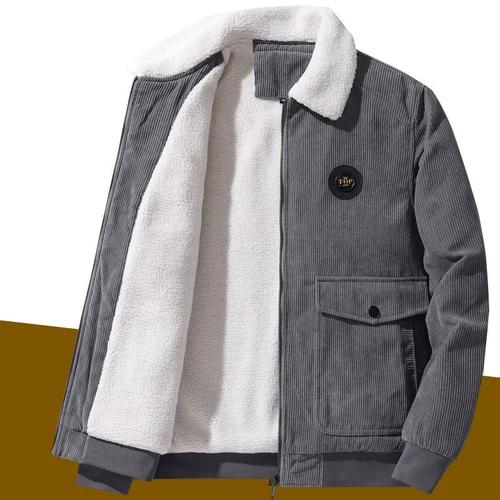 Удерживающая тепло однотонная вельветовая куртка для отдыха, увеличенная толщина