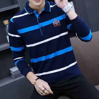 Polo shirt men's long-sleeved cotton lapel collar tide brand autumn new slim T-shirt Korean version of the trend handsome T-shirt
