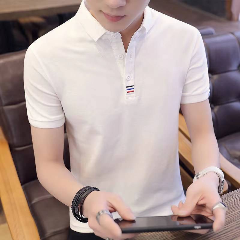 Hong Kong wind short sleeve men polo shirt 2021 summer Tide brand Slim lapel collar shirt Korean fashion cotton half sleeve t-shirt