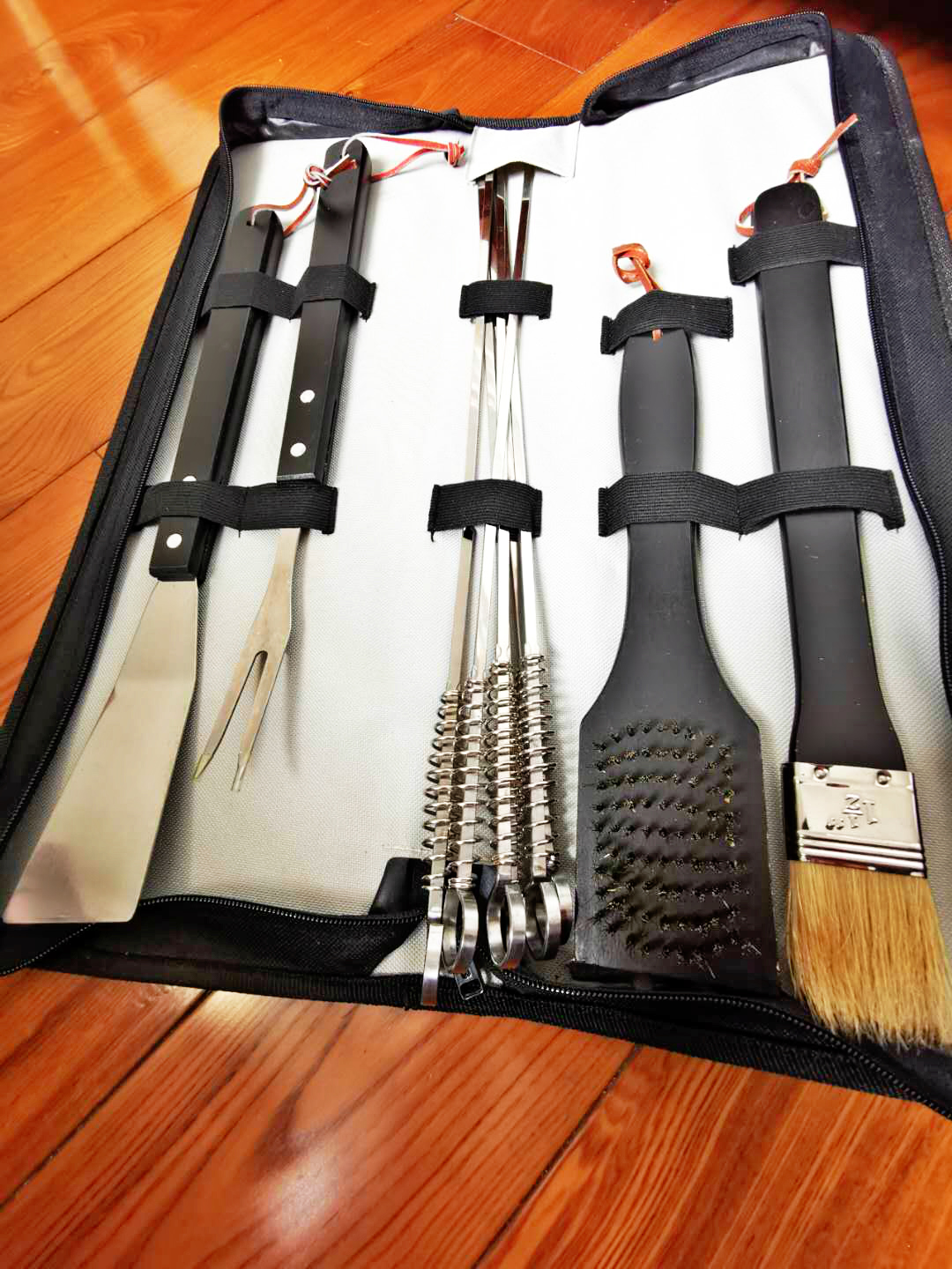 Barbecue Tools Suit BBQ portable full set camping picnic cookware outdoor containing bag Home Stainless Steel Wood Handle-Taobao