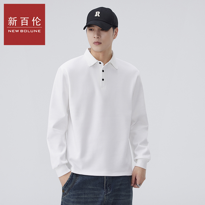 New Balance Polo Shirt Men's Autumn Hot-Selling Trendy Simple Versatile Long-Sleeve Sweatshirt Loose Fit Turn-Down Collar Casual Top