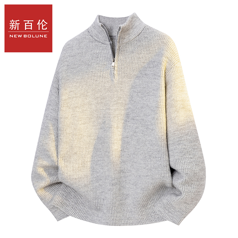 New Balance American-Style Half-Zip Sweater for Men, Autumn and Winter New Trendy Brand Loose Knitwear, High-End Couple's Jacket