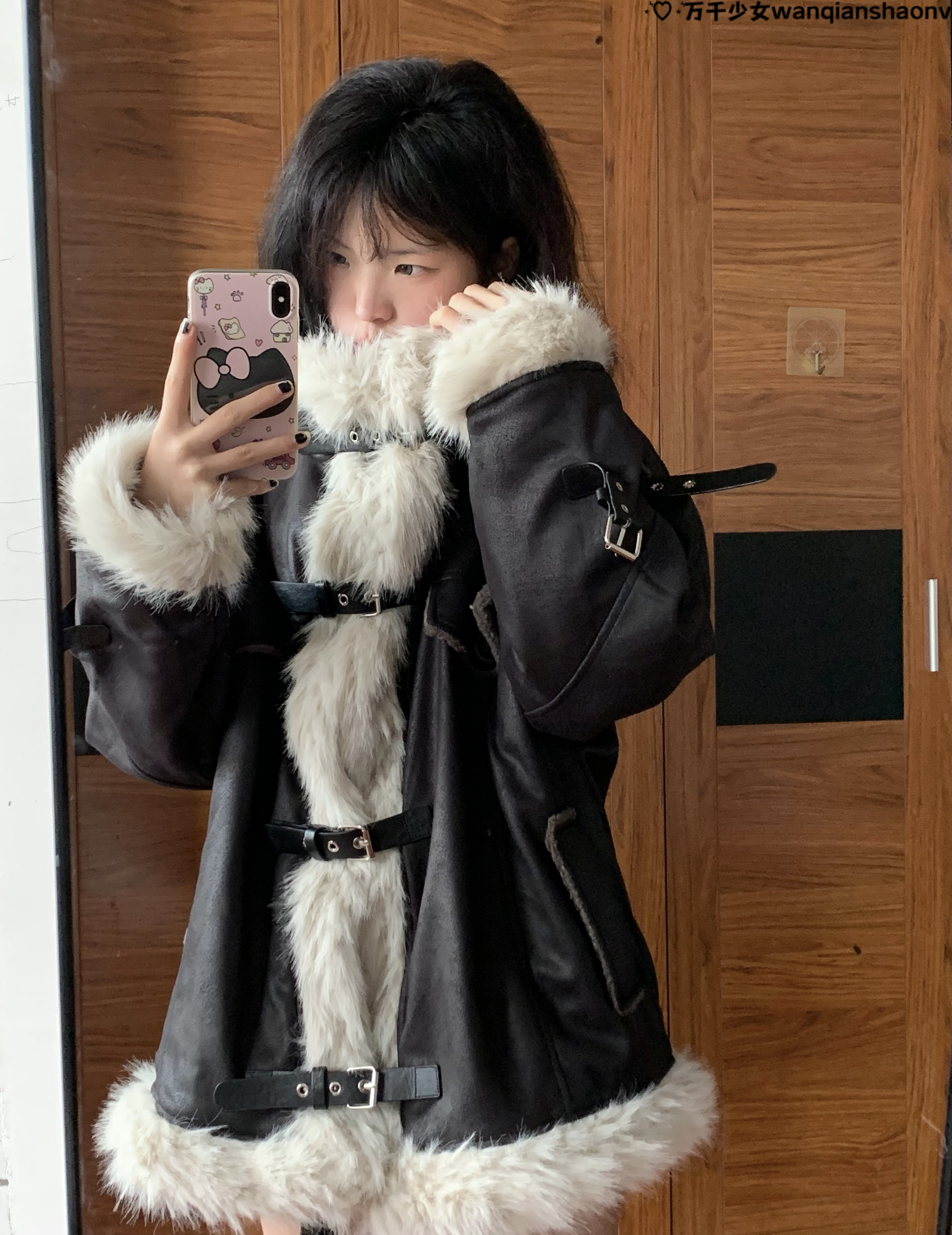 tens of thousands adolescent girls American retro plus velvet thick lamb fur coat all-in-one car jacket woman winter cotton clothing cotton clot-Taobao