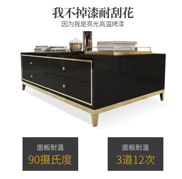 Ánh sáng sang trọng tủ tivi kết hợp bàn cà phê mạ vàng đơn giản phòng khách kiểu mẫu phòng tân cổ điển nội thất - Bộ đồ nội thất giường gấp