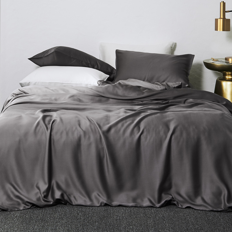 Summer silky double-sided four-piece quilt cover Tencel satin Nordic style simple bed sheet ice silk bedding