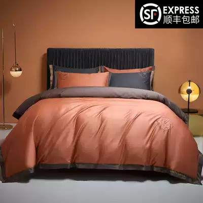 Summer light luxury four-piece quilt cover cotton tribute satin cotton sheets bed hats Xinjiang long-staple cotton nude sleeping bedding