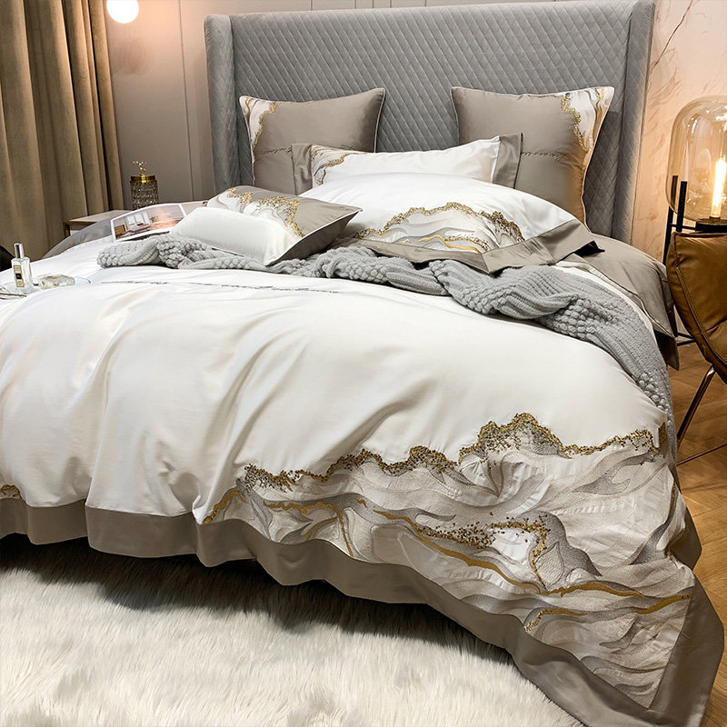 Australian cotton four pieces cover quilts cover pure cotton full cotton linen sheet high branch high density European and American style delicate embroidery bed bedding