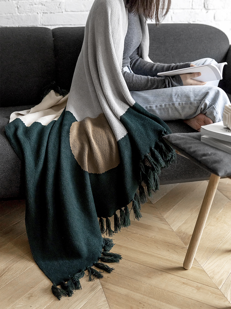 Minjuku Wind blankets Knitted Couch Blanket Single Afternoon Nap Leisure Small Blanket Air Conditioning Blanket Office Siesta blankets
