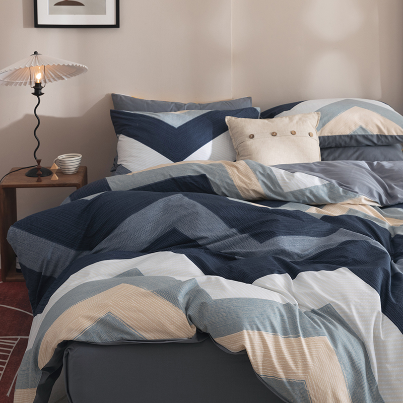 Nordic wind minimalist around four sets of pure cotton full cotton dorm room thin bed linen-three sets double quilt cover bed bedding