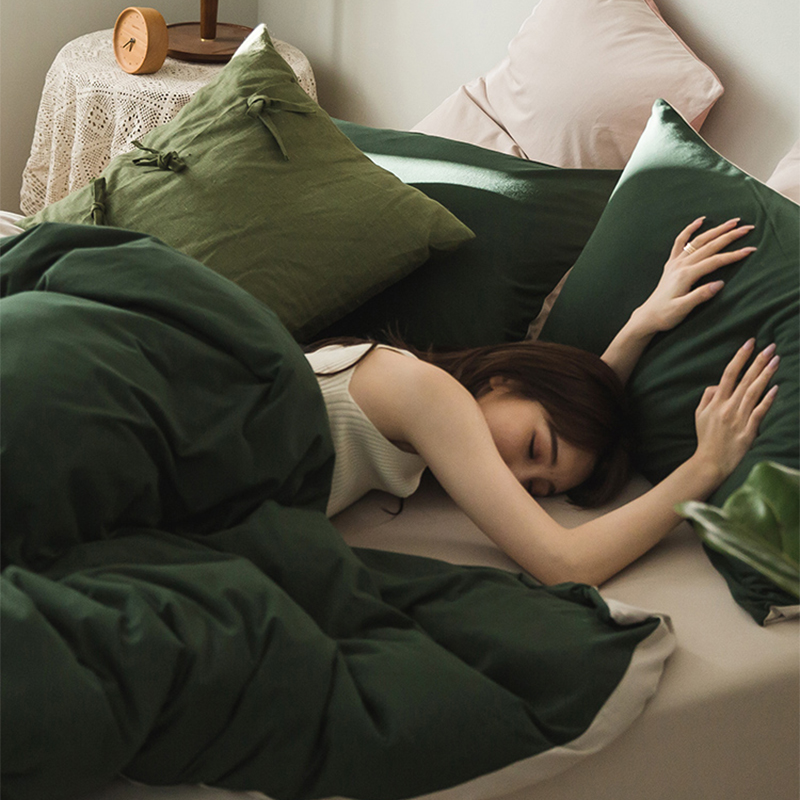 Day Style Pure Cotton Four Pieces Type Quilt Cover Brief All Cotton Knit Cotton Tianzhu Cotton Kit Student Dormitory Bed Linen Bed