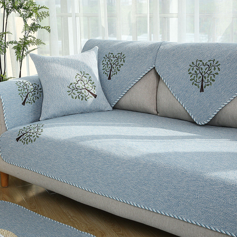 High-end sofa pad four seasons of general cloth skin anti-slip cotton linen summer cushion Nordic simple cover towel