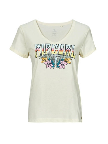rip curl Приталенная белая летняя футболка, короткий рукав, V-образный вырез