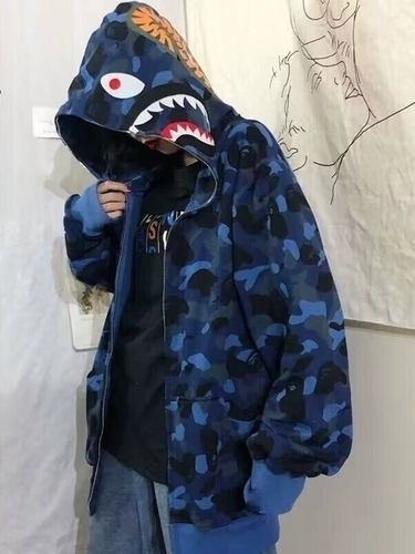 Камуфляжная акула, толстовка с капюшоном, кардиган, куртка, с вышивкой, в американском стиле