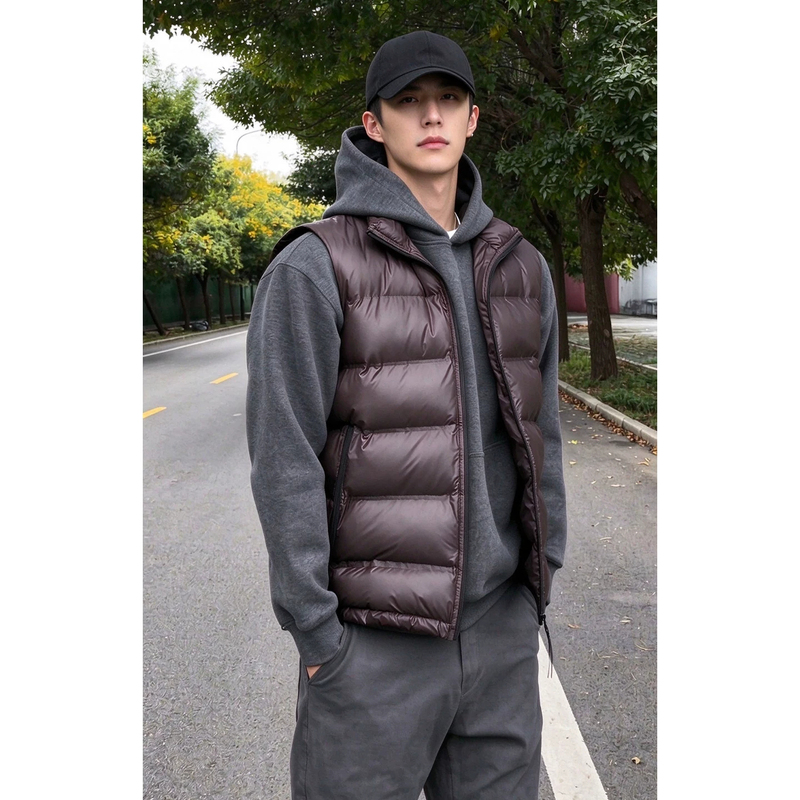 American-Style Quilted down Cotton Vest for Men, Autumn and Winter Warm Stand-Collar Sleeveless Cotton Jacket, Layered Sports Vest American-Style Quilted down Cotton Vest for Men, Autumn and Winter Warm Stand-Collar Sleeveless Cotton Jacket, Layered Sports Vest