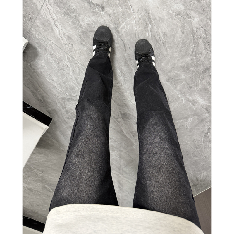Black and Gray Flared Jeans for Men, Spring and Summer, American High Street Vibe, Slim Fit Pants, Clean Fit, Raised Waist Straight-Leg Pants Black and Gray Flared Jeans for Men, Spring and Summer, American High Street Vibe, Slim Fit Pants, Clean Fit, Raised Waist Straight-Leg Pants
