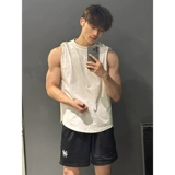 Белый спортивный приталенный жилет для спортзала, футболка без рукавов, в американском стиле
