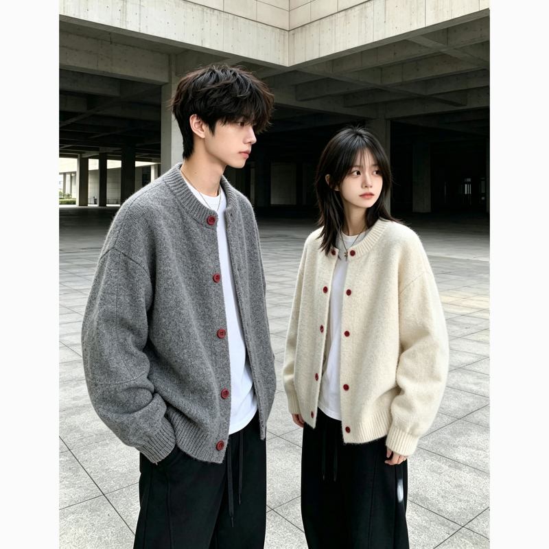 Gray Cardigan Sweater Jacket for Men, Autumn Cleanfit Lazy Style Top, Couple's Outfit Knitwear Jacket Gray Cardigan Sweater Jacket for Men, Autumn Cleanfit Lazy Style Top, Couple's Outfit Knitwear Jacket