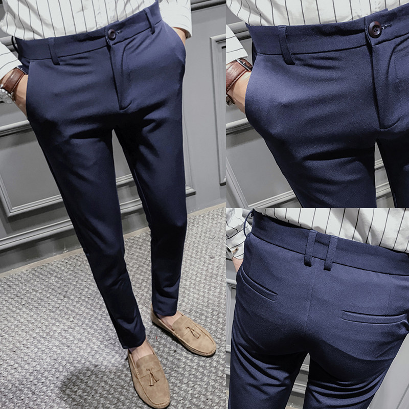 Casual pants men Korean version of the trend 2020 summer and autumn slim small feet trousers British trousers Hairstylist pants men