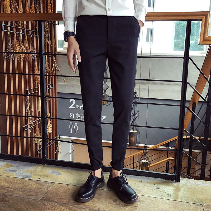2021 autumn pants men's Korean version of the trend men's casual pants slim small feet nine-point pants 9-point suit pants hanging
