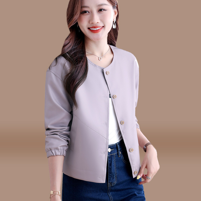 Purple Pu Leather Jacket for Women, Short Style, 2025 Autumn New Spring and Autumn Outfit, Small Leather Jacket Top, Petite Fashion